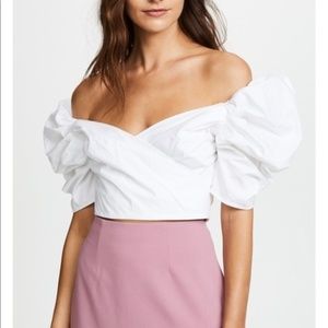 C/meo white puff sleeve crop top